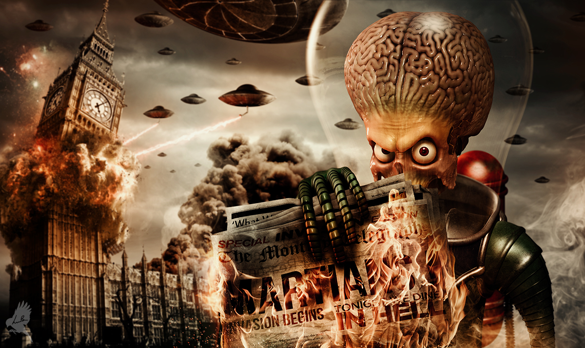 Sinemada Dünyalı Uzaylılar ve Yabancılar 1 – mars attacks artwork wip 1 it s big ben time by avecotone d62uk08