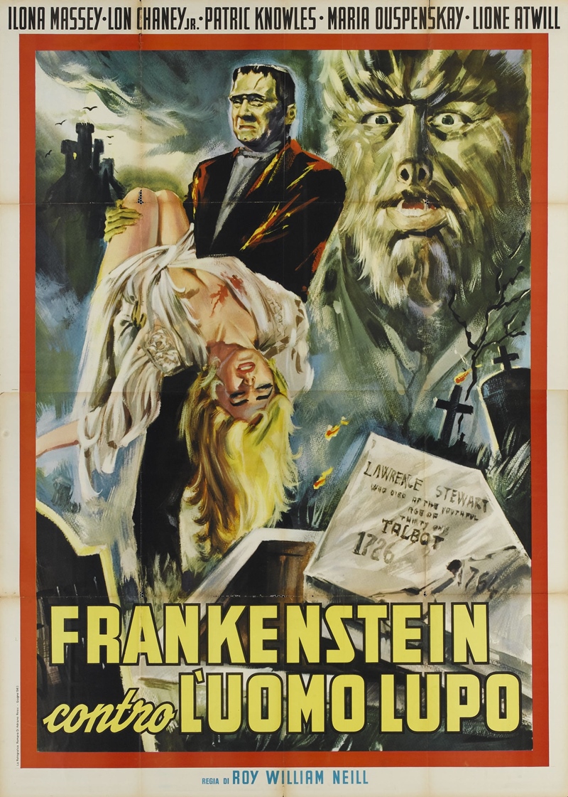 Film Afişlerinde Kız Kaçıran Yaratıklar 47 – frankenstein meets wolf man poster 04