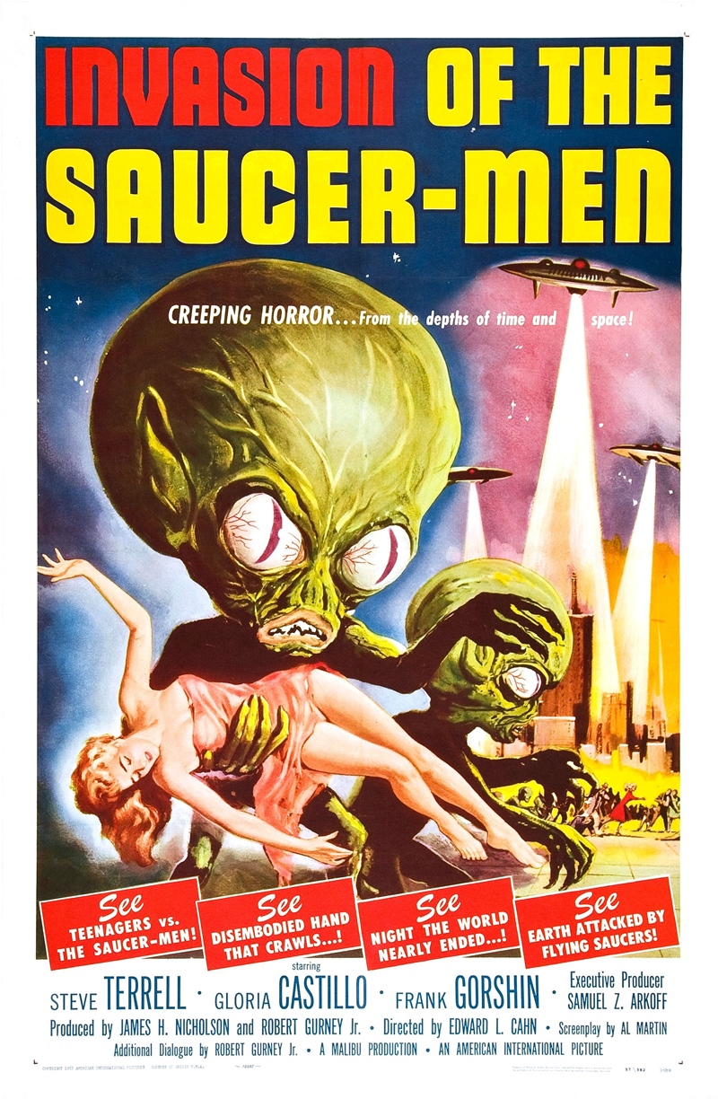 Film Afişlerinde Kız Kaçıran Yaratıklar 67 – invasion of saucer men poster 01