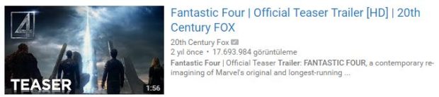 Fragmanlar Filmlerin Gişe Hasılatına Etki Ediyor mu? 15 – 2015 Fantastic Four