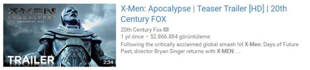 Fragmanlar Filmlerin Gişe Hasılatına Etki Ediyor mu? 13 – 2016 X Men Apocalypse