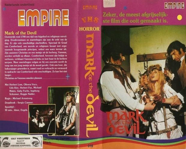 Erken Dönem İşkence Pornolarından: Mark of the Devil (1970) 34 – Mark of the Devil 1970 VHS kapak 1